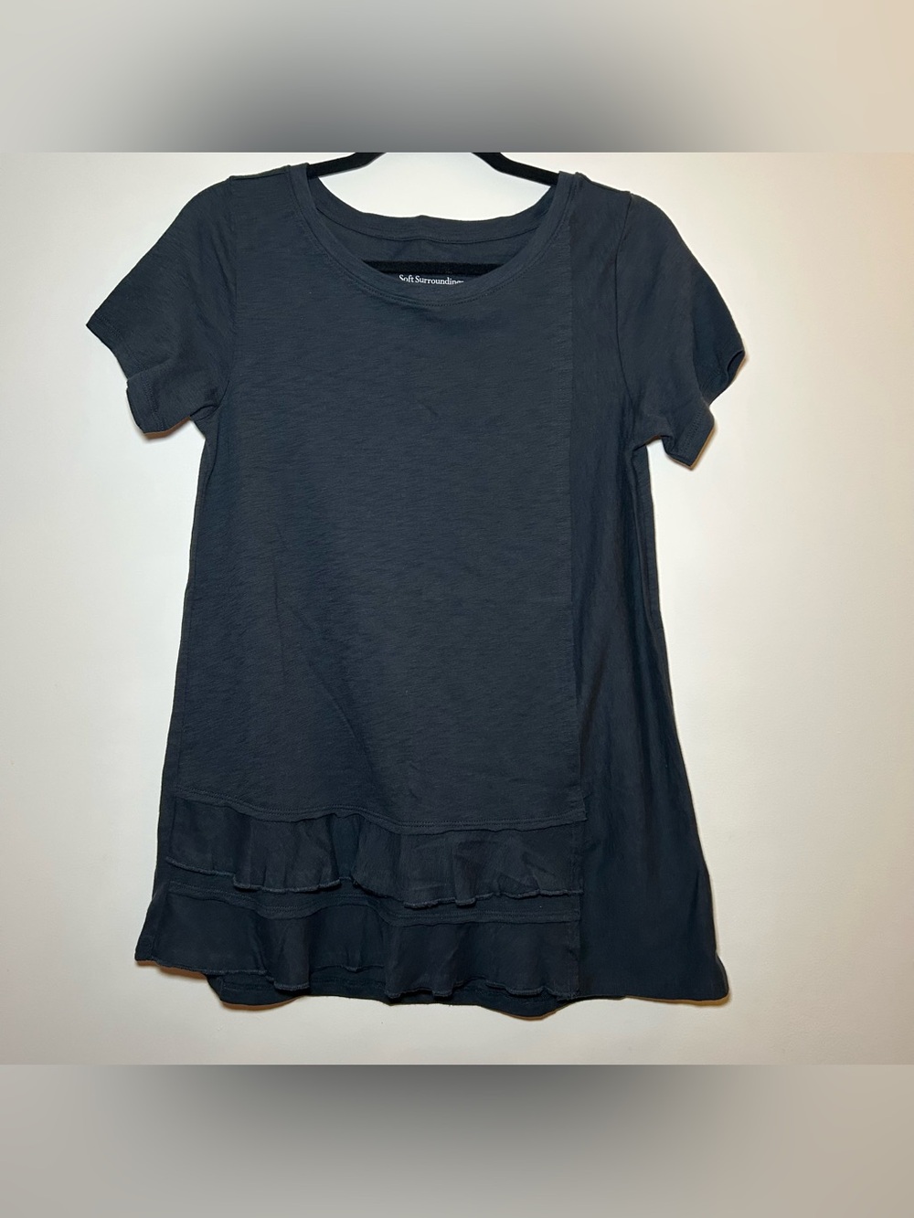 Soft Surroundings Women’s Short Sleeve Round Neckline Ruffled Hem XS